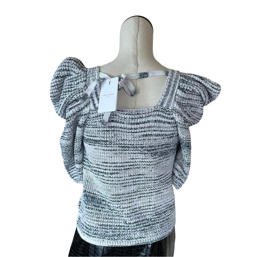 NWT Ted Baker London Aspel Cotton Puff Sleeves Detailed Sweater - Picture 10 of 10